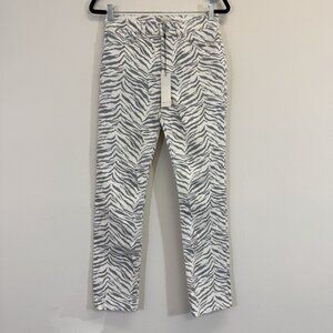 Rebecca Taylor La Vie Women’s Straight Jeans Size 26 High Rise Zebra Print New